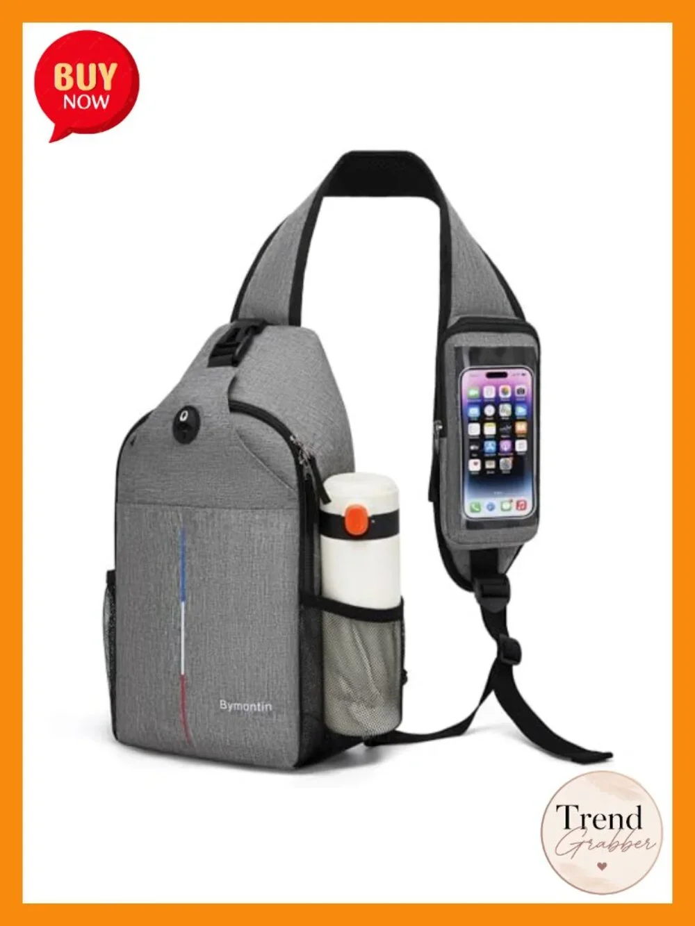 Crossbody Sling Backpack with Touch Screen Phone Pocket, Chest Bag for Commuting